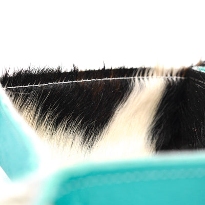 Mini Tray - Pebbled Turquoise Leather w/ Tricolor-Mini Tray-Western-Cowhide-Bags-Handmade-Products-Gifts-Dancing Cactus Designs