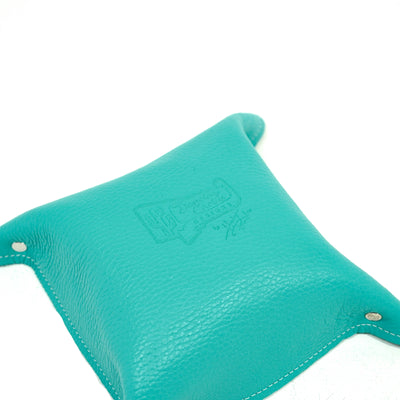 Mini Tray - Pebbled Turquoise Leather w/ Tricolor-Mini Tray-Western-Cowhide-Bags-Handmade-Products-Gifts-Dancing Cactus Designs