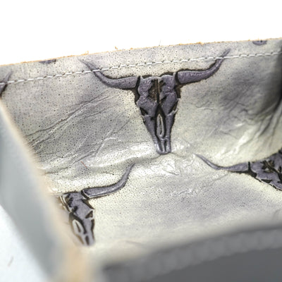 Mini Tray - Smooth Lead Leather w/ Smoke Show Skulls-Mini Tray-Western-Cowhide-Bags-Handmade-Products-Gifts-Dancing Cactus Designs