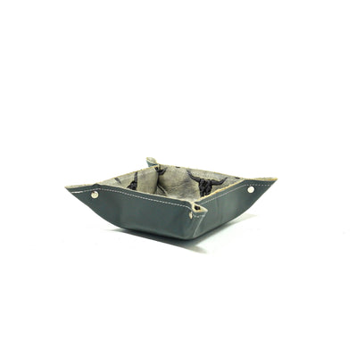 Mini Tray - Smooth Lead Leather w/ Smoke Show Skulls-Mini Tray-Western-Cowhide-Bags-Handmade-Products-Gifts-Dancing Cactus Designs
