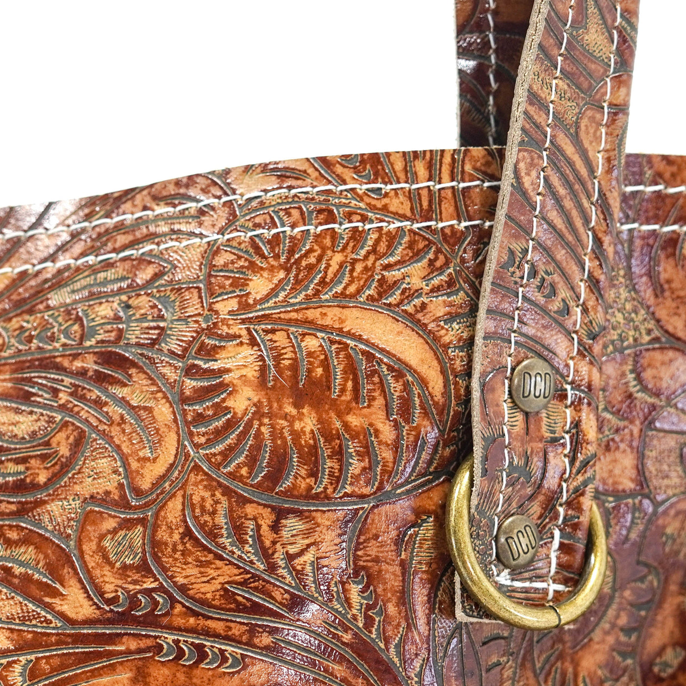 Mini Trisha - All Embossed w/ Brandy Tool-Mini Trisha-Western-Cowhide-Bags-Handmade-Products-Gifts-Dancing Cactus Designs