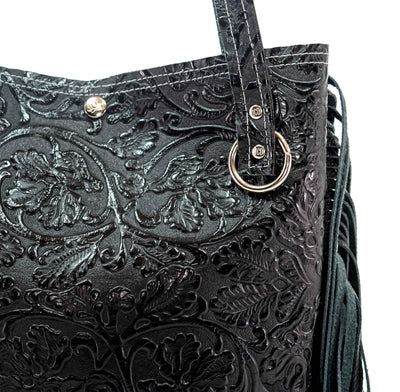 Mini Trisha - All Embossed w/ Onyx Tool-Mini Trisha-Western-Cowhide-Bags-Handmade-Products-Gifts-Dancing Cactus Designs