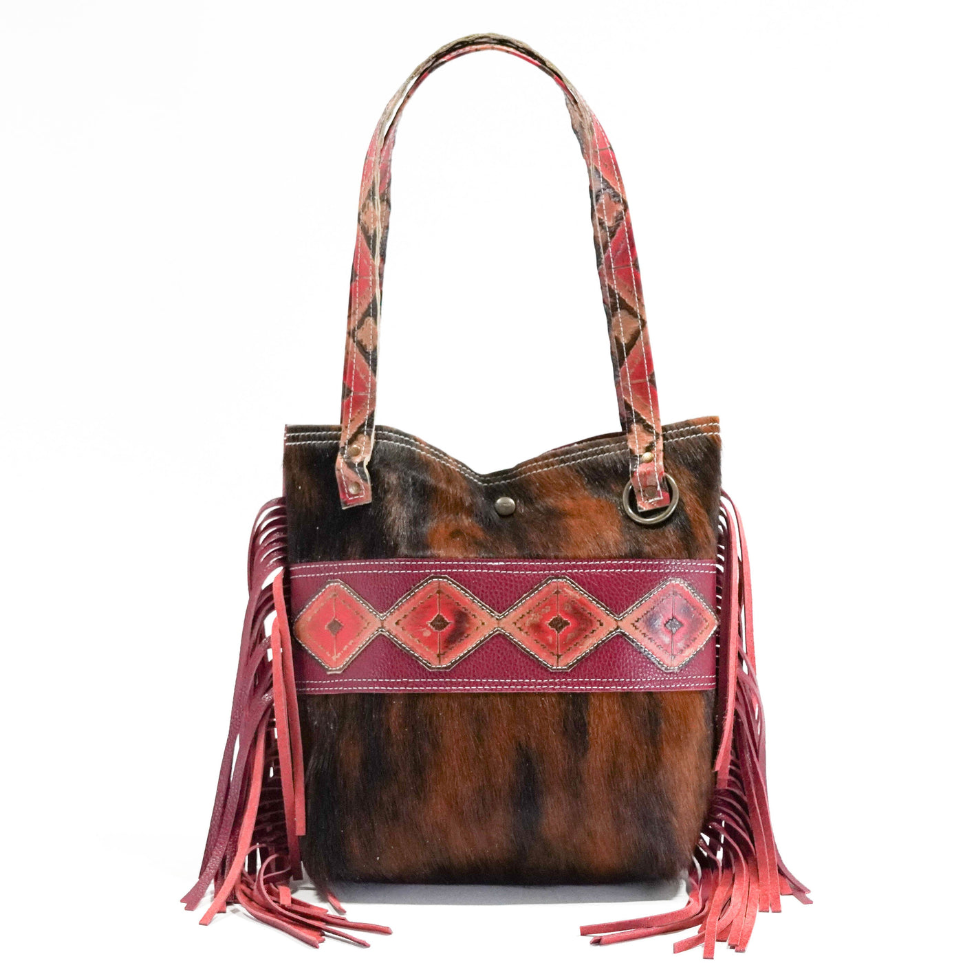 Mini Trisha - Red Brindle w/ Santafe Navajo-Mini Trisha-Western-Cowhide-Bags-Handmade-Products-Gifts-Dancing Cactus Designs