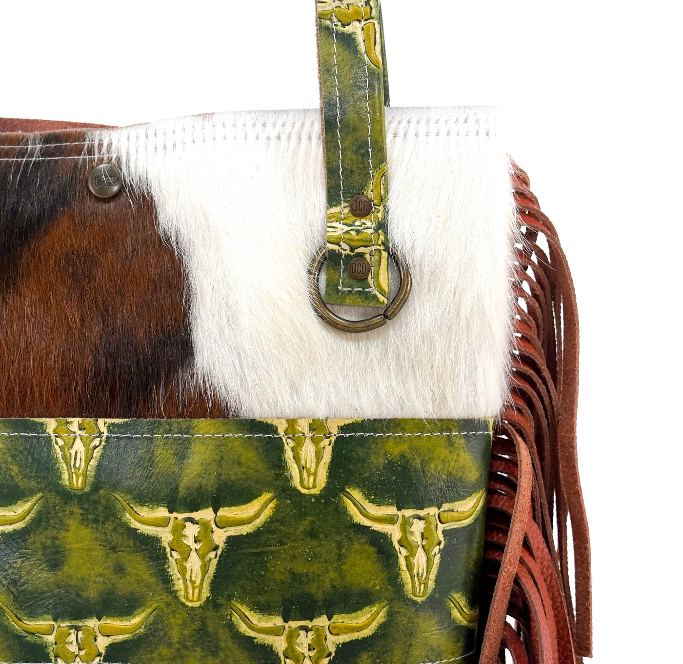 Mini Trisha - Tricolor w/ Mountain View Skulls-Mini Trisha-Western-Cowhide-Bags-Handmade-Products-Gifts-Dancing Cactus Designs