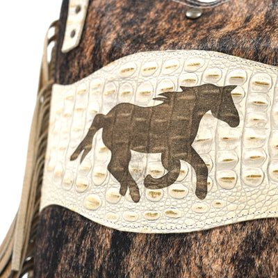 Mini Trisha - Two-Tone Brindle w/ Ivory Croc-Shania-Western-Cowhide-Bags-Handmade-Products-Gifts-Dancing Cactus Designs