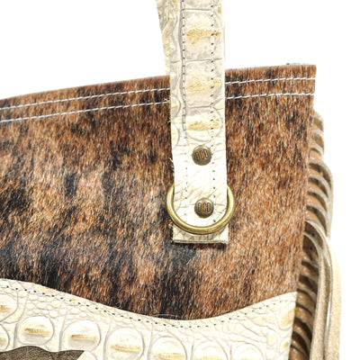 Mini Trisha - Two-Tone Brindle w/ Ivory Croc-Shania-Western-Cowhide-Bags-Handmade-Products-Gifts-Dancing Cactus Designs