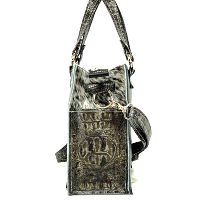 Minnie Pearl - Black & White w/ Smoke Show Croc-Minnie Pearl-Western-Cowhide-Bags-Handmade-Products-Gifts-Dancing Cactus Designs
