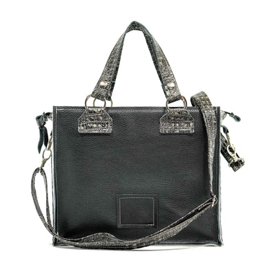 Minnie Pearl - Black & White w/ Smoke Show Croc-Minnie Pearl-Western-Cowhide-Bags-Handmade-Products-Gifts-Dancing Cactus Designs