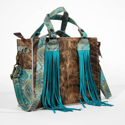 Minnie Pearl - Brindle w/ Canyon Aztec-Minnie Pearl-Western-Cowhide-Bags-Handmade-Products-Gifts-Dancing Cactus Designs