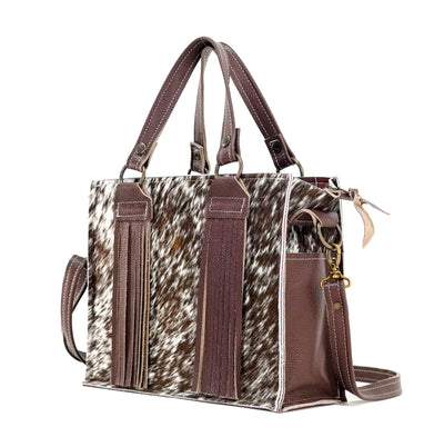 Minnie Pearl - Chocolate & White w/ No Embossed-Minnie Pearl-Western-Cowhide-Bags-Handmade-Products-Gifts-Dancing Cactus Designs