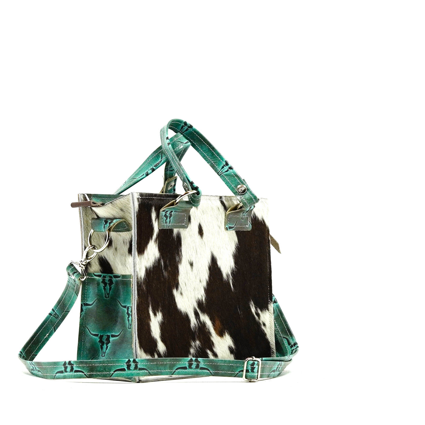 Minnie Pearl - Exotic Brindle w/ Royston Skulls-Minnie Pearl-Western-Cowhide-Bags-Handmade-Products-Gifts-Dancing Cactus Designs