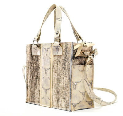 Minnie Pearl - Light Brindle w/ Ghost Skulls-Minnie Pearl-Western-Cowhide-Bags-Handmade-Products-Gifts-Dancing Cactus Designs