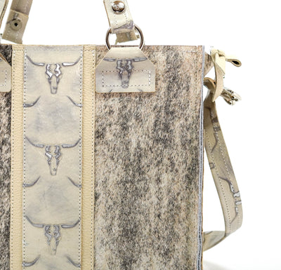 Minnie Pearl - Light Brindle w/ Ghost Skulls-Minnie Pearl-Western-Cowhide-Bags-Handmade-Products-Gifts-Dancing Cactus Designs