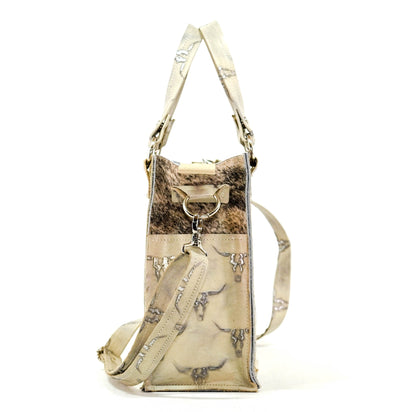 Minnie Pearl - Light Brindle w/ Ghost Skulls-Minnie Pearl-Western-Cowhide-Bags-Handmade-Products-Gifts-Dancing Cactus Designs
