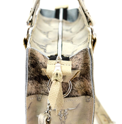 Minnie Pearl - Light Brindle w/ Ghost Skulls-Minnie Pearl-Western-Cowhide-Bags-Handmade-Products-Gifts-Dancing Cactus Designs