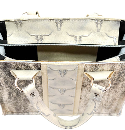 Minnie Pearl - Light Brindle w/ Ghost Skulls-Minnie Pearl-Western-Cowhide-Bags-Handmade-Products-Gifts-Dancing Cactus Designs