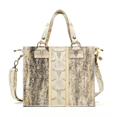 Minnie Pearl - Light Brindle w/ Ghost Skulls-Minnie Pearl-Western-Cowhide-Bags-Handmade-Products-Gifts-Dancing Cactus Designs