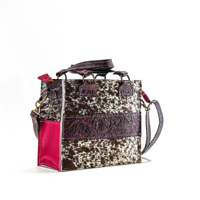 Minnie Pearl - Longhorn w/ Burgundy Tool-Minnie Pearl-Western-Cowhide-Bags-Handmade-Products-Gifts-Dancing Cactus Designs