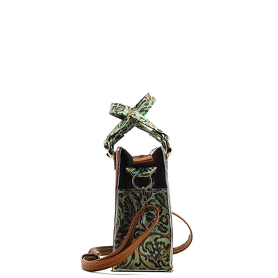 Minnie Pearl - Spotted Longhorn w/ Turquoise Tool-Minnie Pearl-Western-Cowhide-Bags-Handmade-Products-Gifts-Dancing Cactus Designs