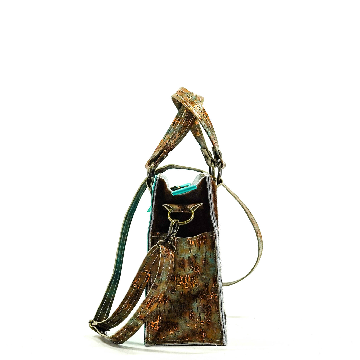 Minnie Pearl - Tricolor w/ Patina Driftwood-Minnie Pearl-Western-Cowhide-Bags-Handmade-Products-Gifts-Dancing Cactus Designs