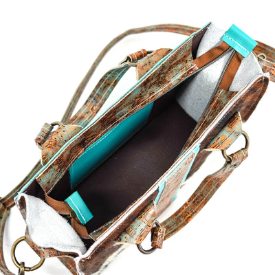 Minnie Pearl - Tricolor w/ Patina Driftwood-Minnie Pearl-Western-Cowhide-Bags-Handmade-Products-Gifts-Dancing Cactus Designs