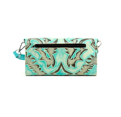 Miranda - All Embossed w/ Mint Laredo-Miranda-Western-Cowhide-Bags-Handmade-Products-Gifts-Dancing Cactus Designs