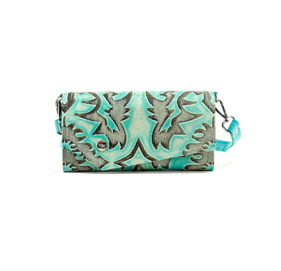 Miranda - All Embossed w/ Mint Laredo-Miranda-Western-Cowhide-Bags-Handmade-Products-Gifts-Dancing Cactus Designs