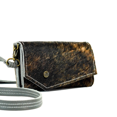 Miranda - Dark Brindle w/ Turquoise Dallas Tool-Miranda-Western-Cowhide-Bags-Handmade-Products-Gifts-Dancing Cactus Designs