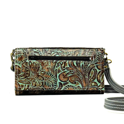 Miranda - Dark Brindle w/ Turquoise Dallas Tool-Miranda-Western-Cowhide-Bags-Handmade-Products-Gifts-Dancing Cactus Designs