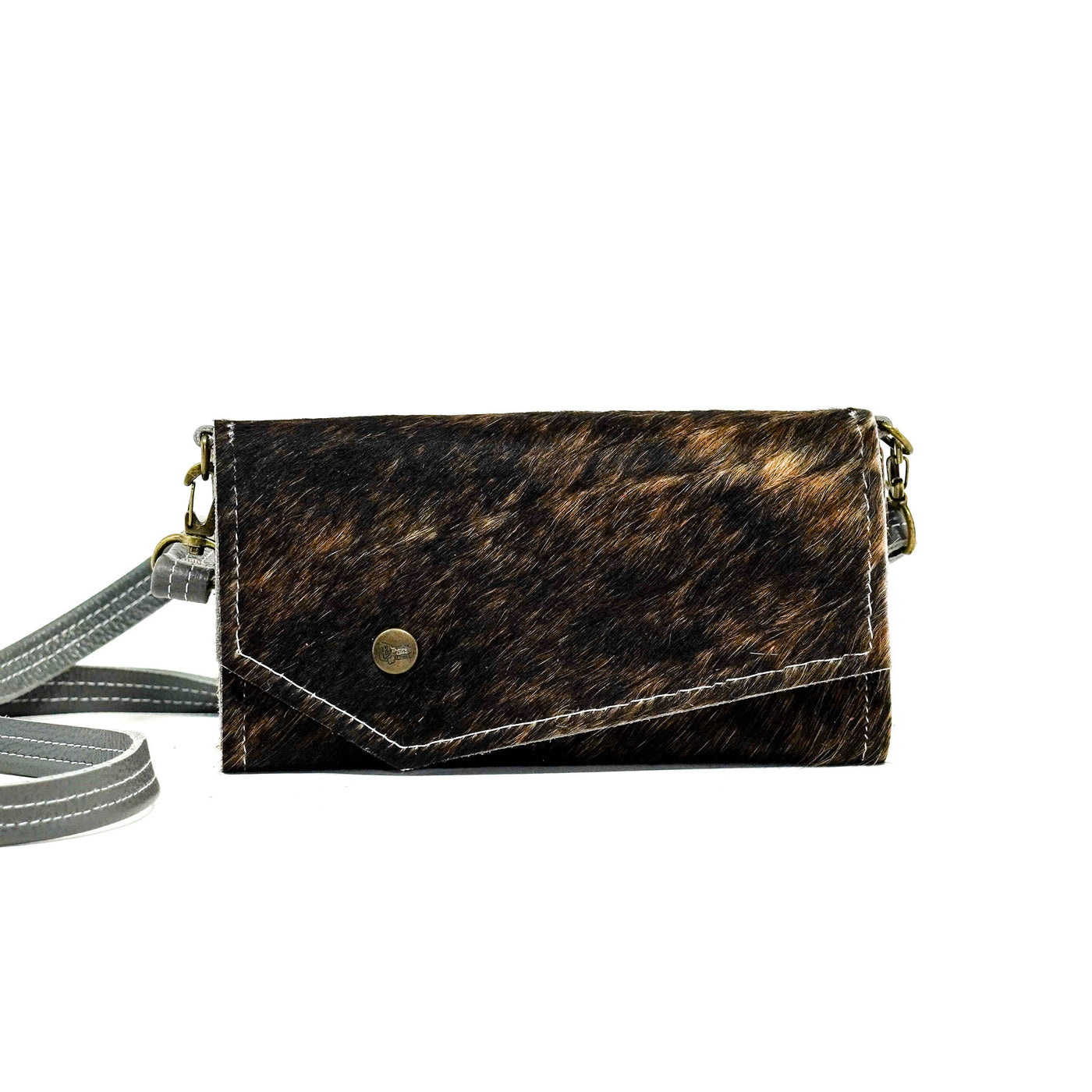 Miranda - Dark Brindle w/ Turquoise Dallas Tool-Miranda-Western-Cowhide-Bags-Handmade-Products-Gifts-Dancing Cactus Designs