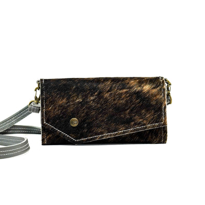 Miranda - Dark Brindle w/ Turquoise Dallas Tool-Miranda-Western-Cowhide-Bags-Handmade-Products-Gifts-Dancing Cactus Designs