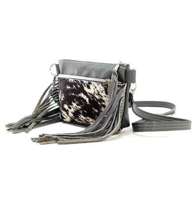 Miss Kitty - Black & White w/ Grey Pebble Leather-Miss Kitty-Western-Cowhide-Bags-Handmade-Products-Gifts-Dancing Cactus Designs