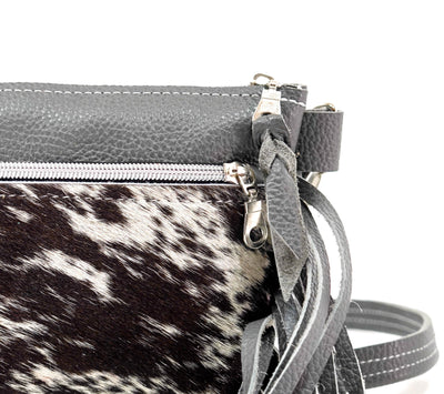 Miss Kitty - Black & White w/ Grey Pebble Leather-Miss Kitty-Western-Cowhide-Bags-Handmade-Products-Gifts-Dancing Cactus Designs