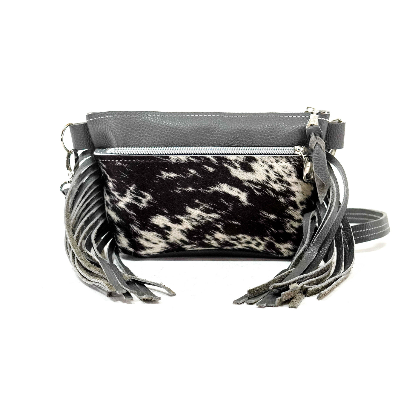 Miss Kitty - Black & White w/ Grey Pebble Leather-Miss Kitty-Western-Cowhide-Bags-Handmade-Products-Gifts-Dancing Cactus Designs