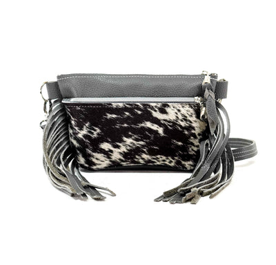 Miss Kitty - Black & White w/ Grey Pebble Leather-Miss Kitty-Western-Cowhide-Bags-Handmade-Products-Gifts-Dancing Cactus Designs