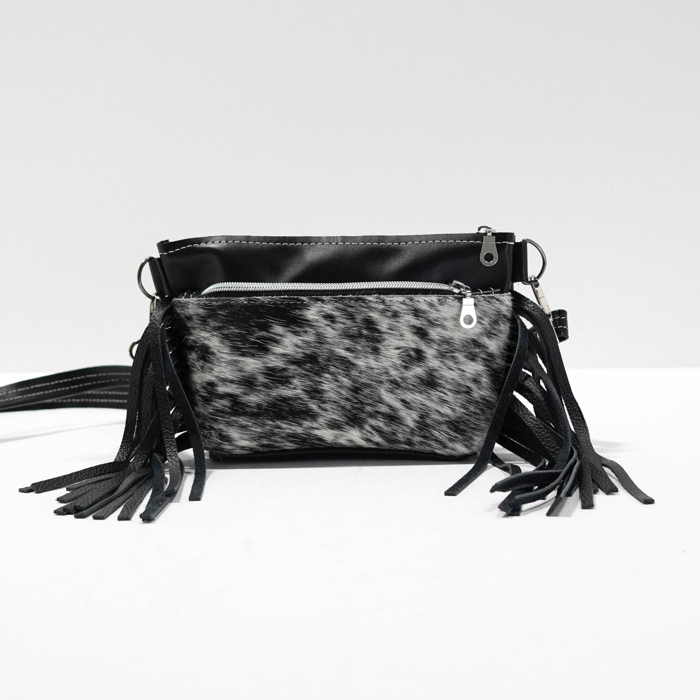 Miss Kitty - Black & White w/ No Embossed-Miss Kitty-Western-Cowhide-Bags-Handmade-Products-Gifts-Dancing Cactus Designs