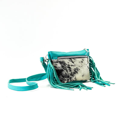 Miss Kitty - Black & White w/ Turquoise Leather-Miss Kitty-Western-Cowhide-Bags-Handmade-Products-Gifts-Dancing Cactus Designs