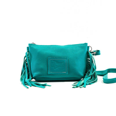 Miss Kitty - Black & White w/ Turquoise Leather-Miss Kitty-Western-Cowhide-Bags-Handmade-Products-Gifts-Dancing Cactus Designs