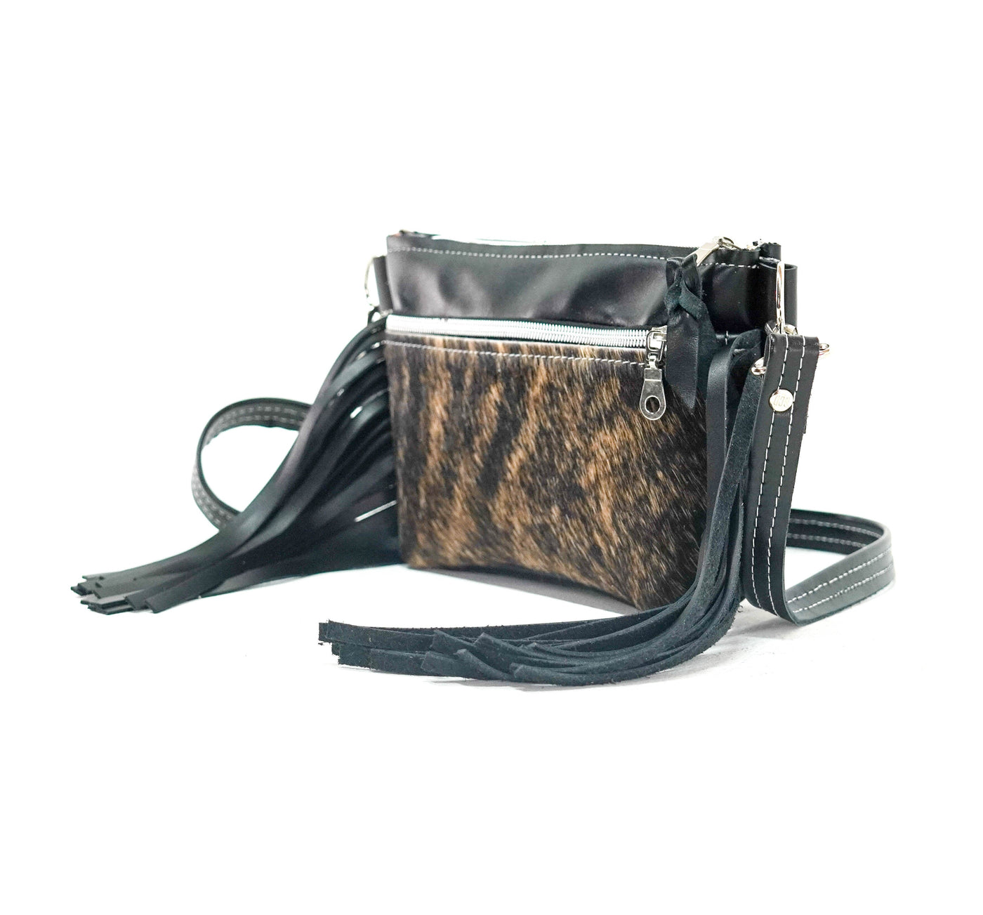 Miss Kitty - Brindle w/ Black Smooth Leather-Miss Kitty-Western-Cowhide-Bags-Handmade-Products-Gifts-Dancing Cactus Designs
