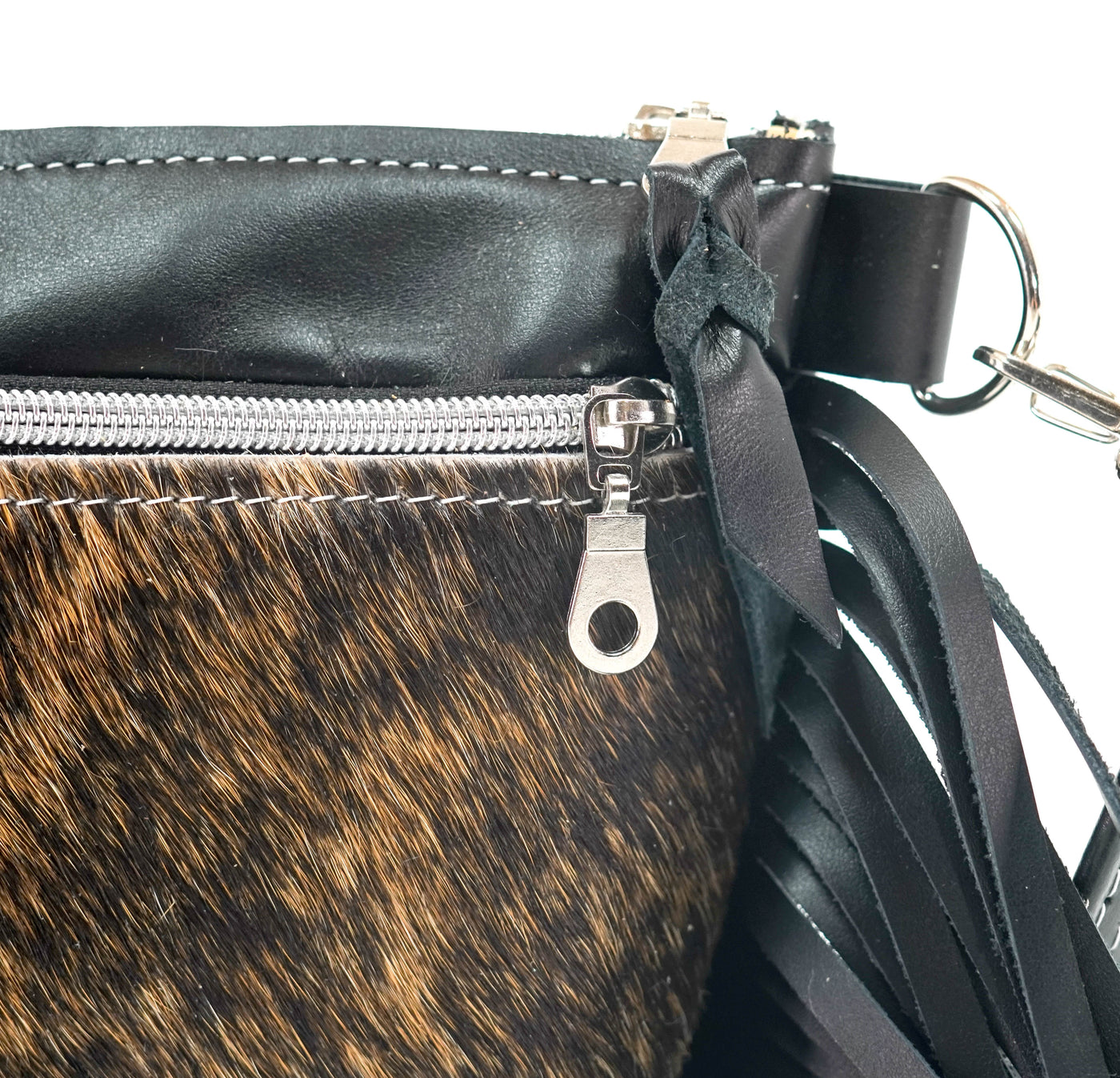 Miss Kitty - Brindle w/ Black Smooth Leather-Miss Kitty-Western-Cowhide-Bags-Handmade-Products-Gifts-Dancing Cactus Designs