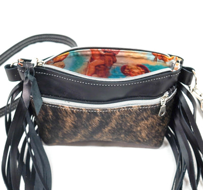 Miss Kitty - Brindle w/ Black Smooth Leather-Miss Kitty-Western-Cowhide-Bags-Handmade-Products-Gifts-Dancing Cactus Designs