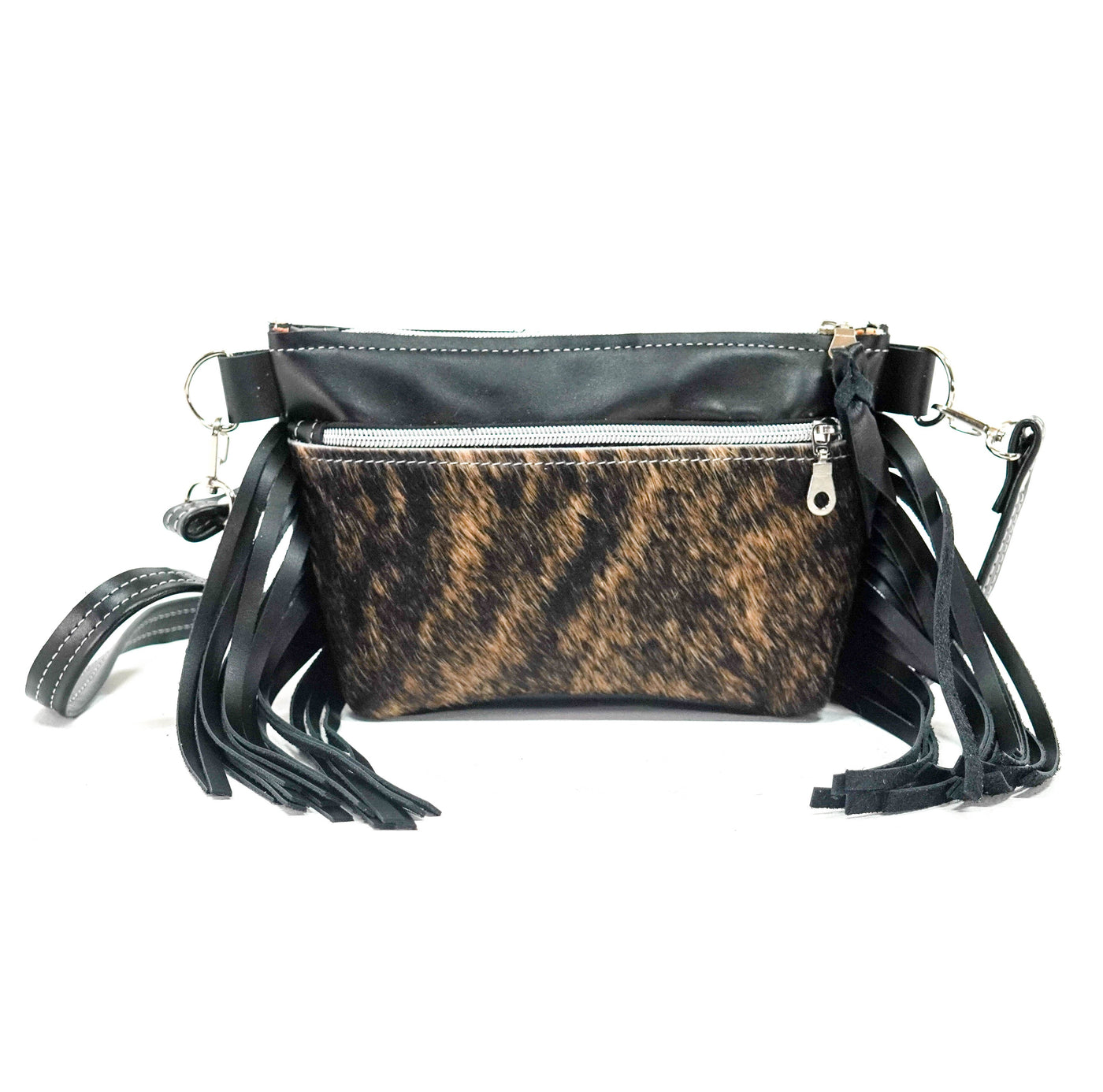 Miss Kitty - Brindle w/ Black Smooth Leather-Miss Kitty-Western-Cowhide-Bags-Handmade-Products-Gifts-Dancing Cactus Designs