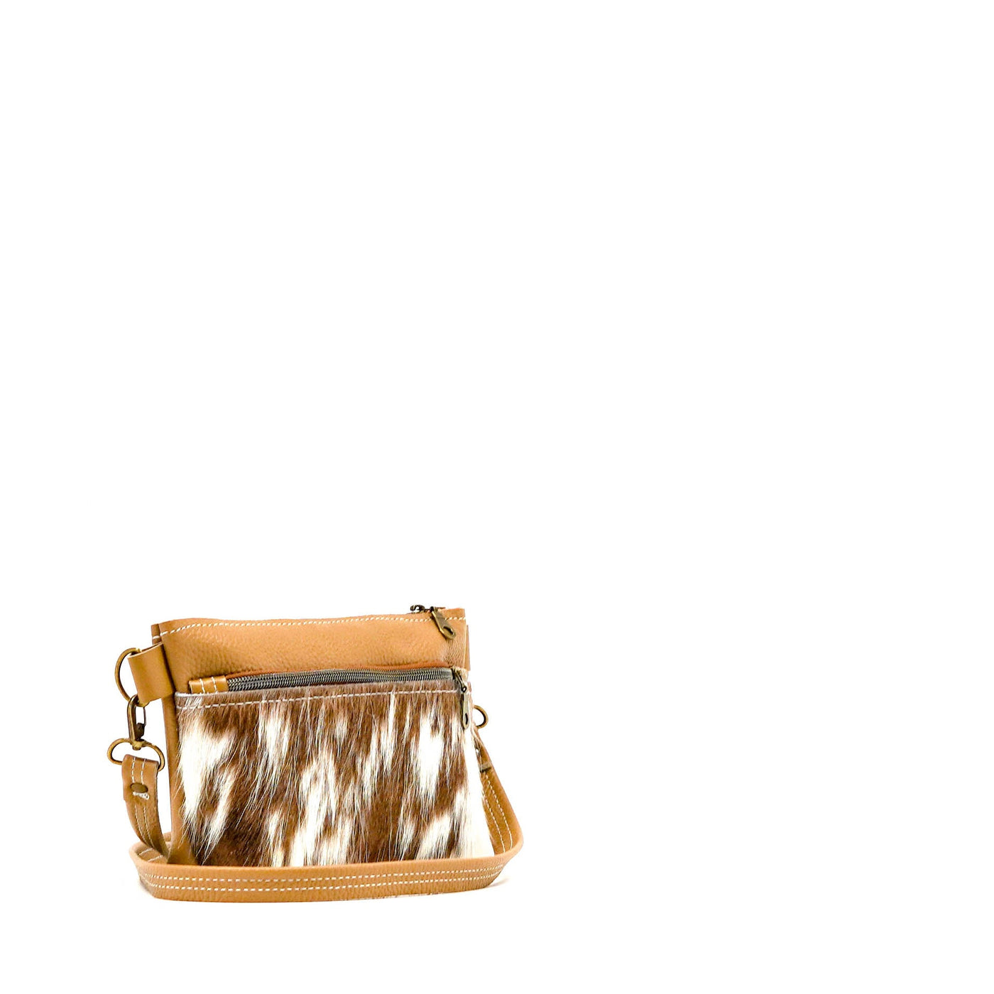 Miss Kitty - Chocolate & White w/ Dulce De Leche Leather-Miss Kitty-Western-Cowhide-Bags-Handmade-Products-Gifts-Dancing Cactus Designs