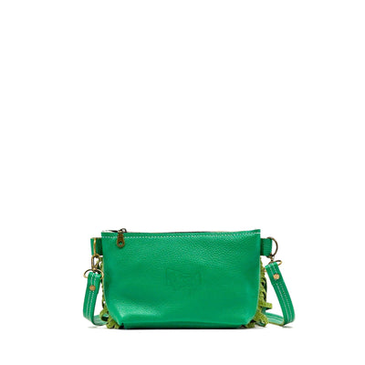 Miss Kitty - Exotic Brindle w/ Evergreen Leather-Miss Kitty-Western-Cowhide-Bags-Handmade-Products-Gifts-Dancing Cactus Designs