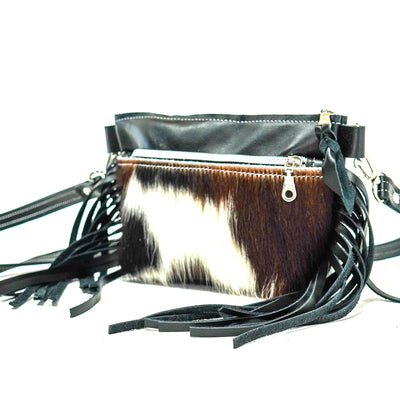 Miss Kitty - Tricolor w/ Black Leather-Miss Kitty-Western-Cowhide-Bags-Handmade-Products-Gifts-Dancing Cactus Designs