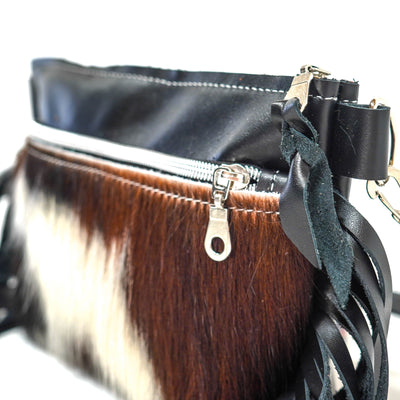 Miss Kitty - Tricolor w/ Black Leather-Miss Kitty-Western-Cowhide-Bags-Handmade-Products-Gifts-Dancing Cactus Designs