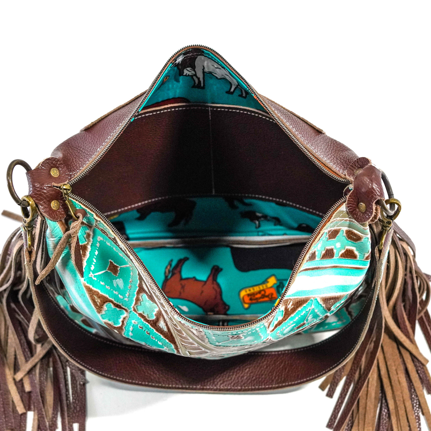 Oakley - All Embossed w/ Bora Bora Navajo-Oakley-Western-Cowhide-Bags-Handmade-Products-Gifts-Dancing Cactus Designs