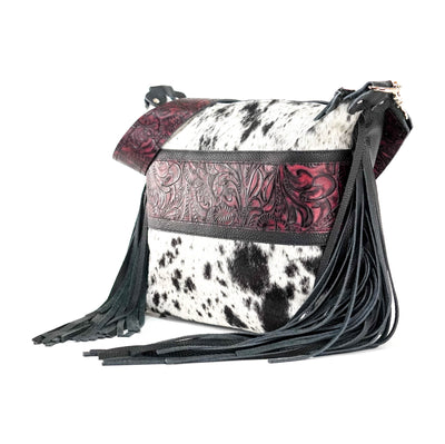 Oakley - Black & White w/ Burgundy Dallas Tool-Oakley-Western-Cowhide-Bags-Handmade-Products-Gifts-Dancing Cactus Designs