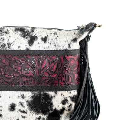 Oakley - Black & White w/ Burgundy Dallas Tool-Oakley-Western-Cowhide-Bags-Handmade-Products-Gifts-Dancing Cactus Designs