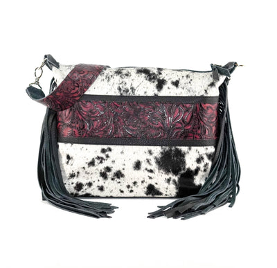 Oakley - Black & White w/ Burgundy Dallas Tool-Oakley-Western-Cowhide-Bags-Handmade-Products-Gifts-Dancing Cactus Designs